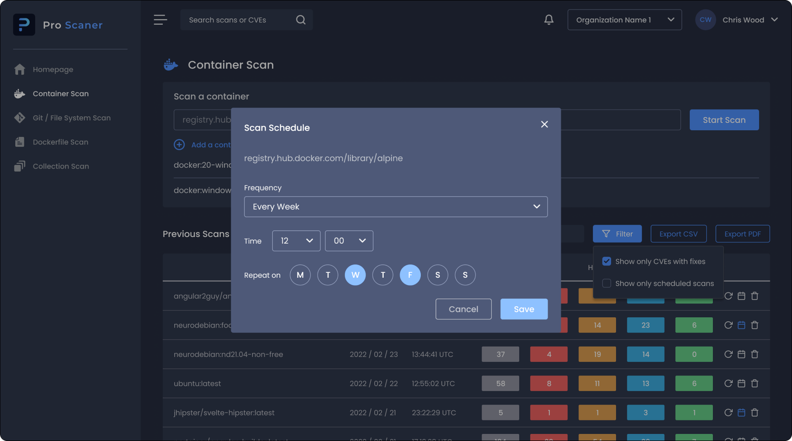 Automatic scheduling of the scanning process